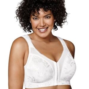 Women's Playtex 18 Hour 4695 Front-Close Wirefree Bra with Flex Back White 42B
